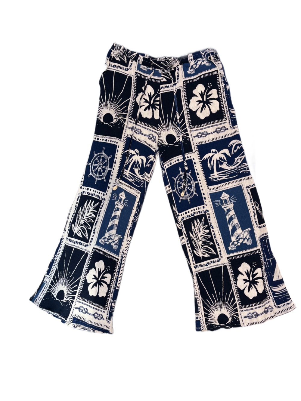 Calypso St. Barth nautical wide leg beach pants, navy blue & white ⚓️ - Picture 6 of 6